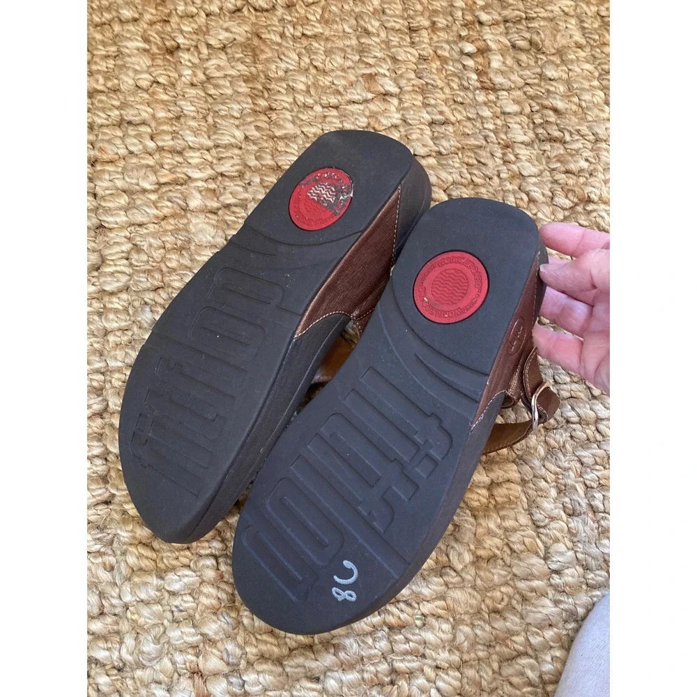 FitFlop Pietra Bronze Metallic Thong Sandals Womens 10 Microwobbleboard 458-012‎